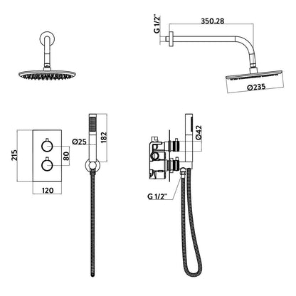 Amara Runswick Round Wall Mounted Shower Set in Black