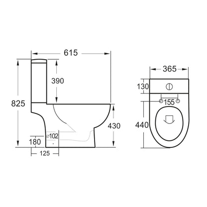 Amara Bathrooms Westwick Open Back Closed Coupled Toilet