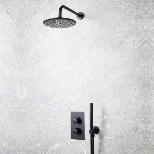 AM00055 - Amara Runswick Round Wall Mounted Shower Set in Black - Coa Living