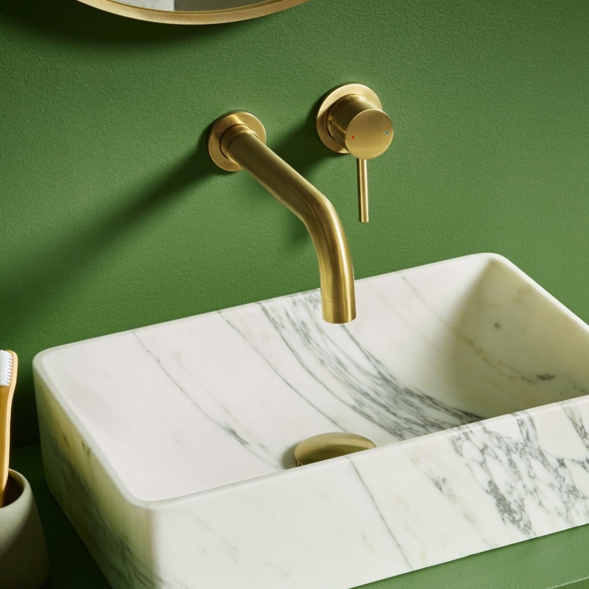 AM00060 - Amara Runswick Wall Mounted Mixer Tap in Brushed Brass - Coa Living