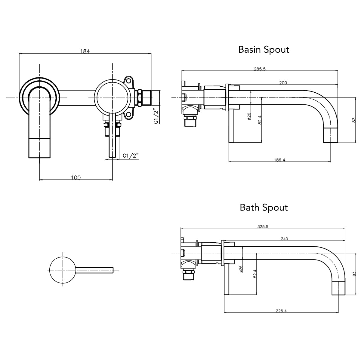 AM00060 - Amara Runswick Wall Mounted Mixer Tap in Brushed Brass - Coa Living