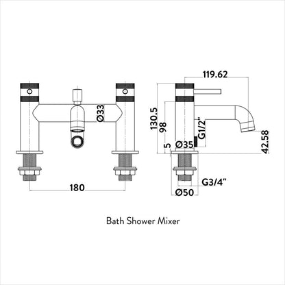 AM00067 - Amara Runswick Bath Shower Mixer Tap in Brushed Brass - Coa Living