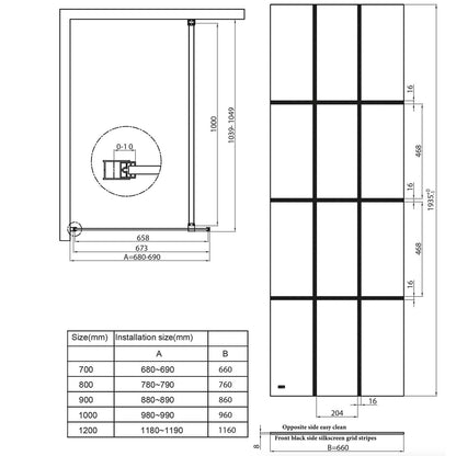 AM00141 - Amara Malton Grid Wetroom Screen in Matt Black - Coa Living