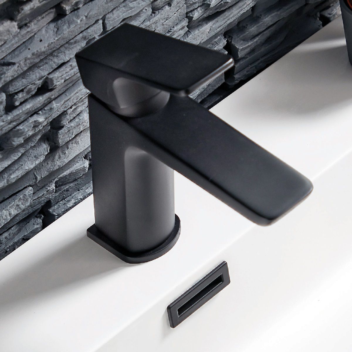 AM00196 - Amara Huby Mono Basin Mixer Tap with Push Waste in Matt Black - Coa Living