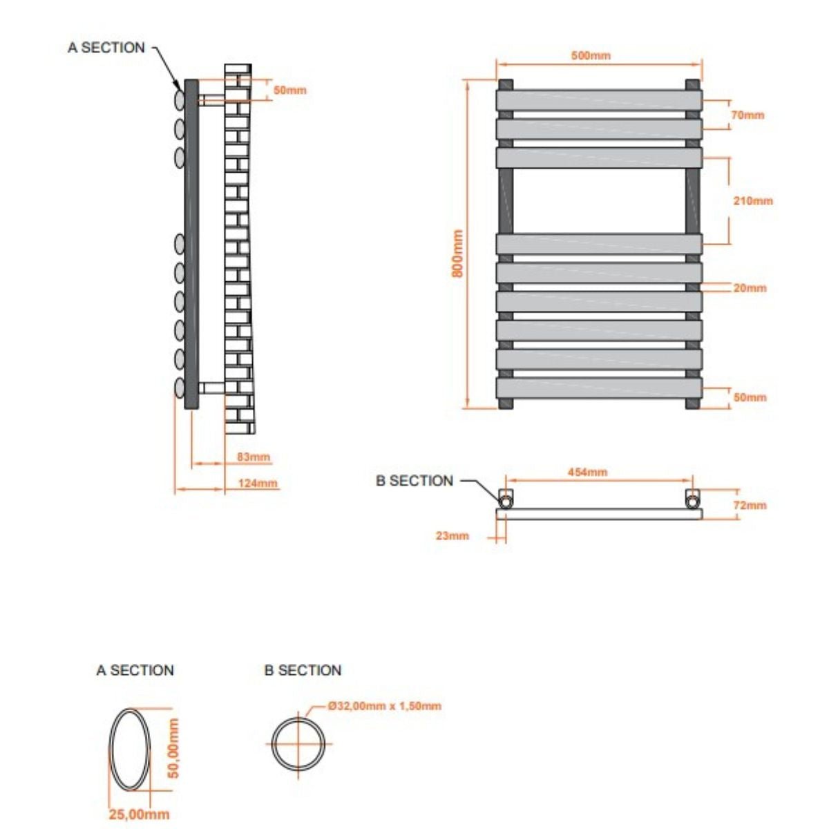 AM00309 - Amara Parkin Central Heating Towel Rail in Anthracite - Coa Living