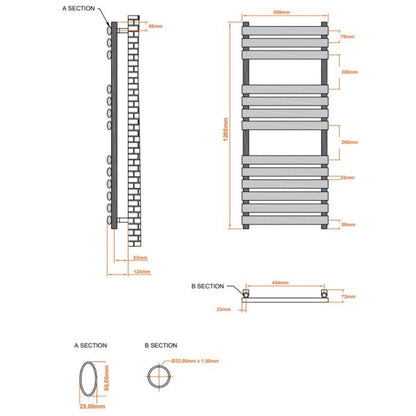 AM00309 - Amara Parkin Central Heating Towel Rail in Anthracite - Coa Living