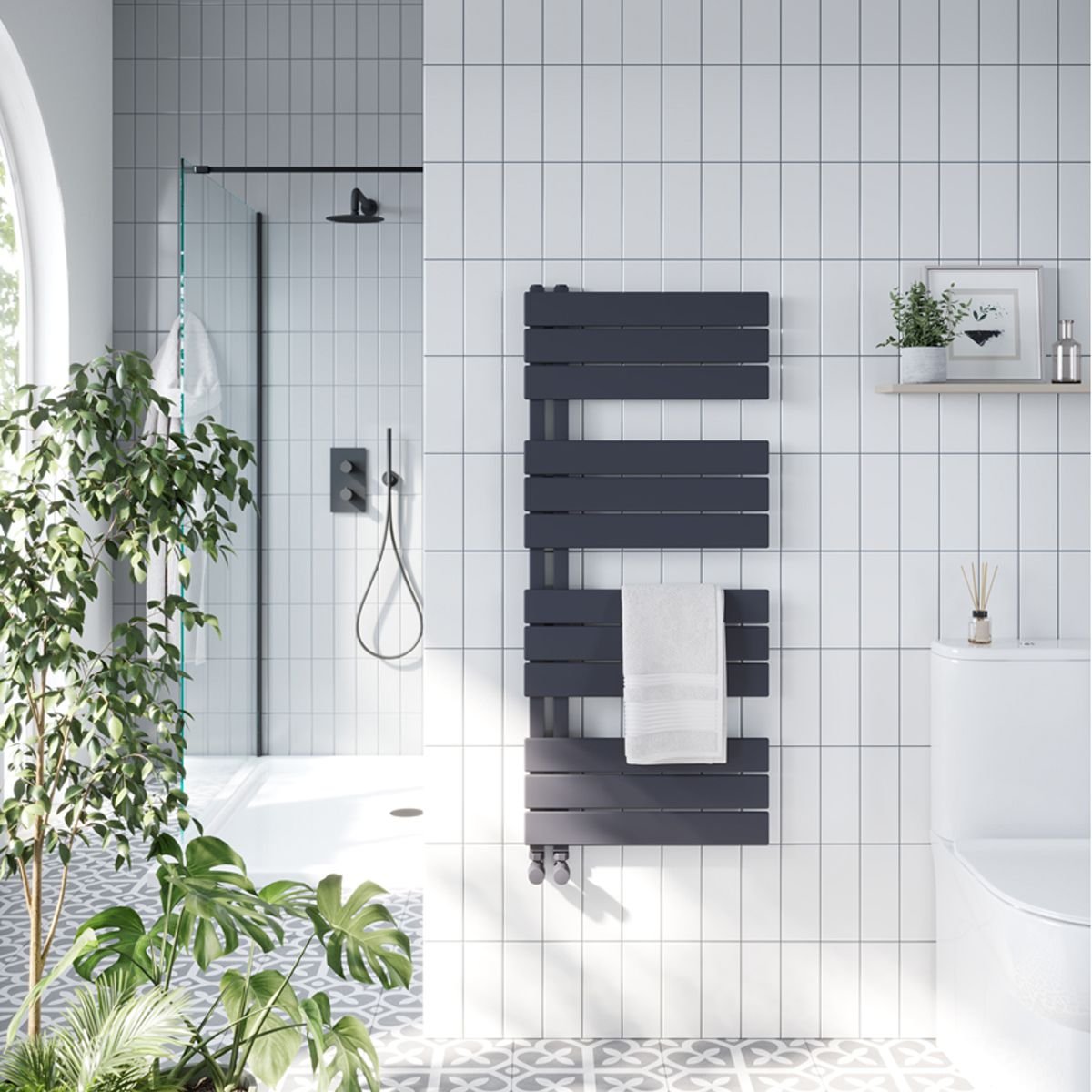 AM00320 - Amara Posset Central Heating Towel Rail in Anthracite - Coa Living