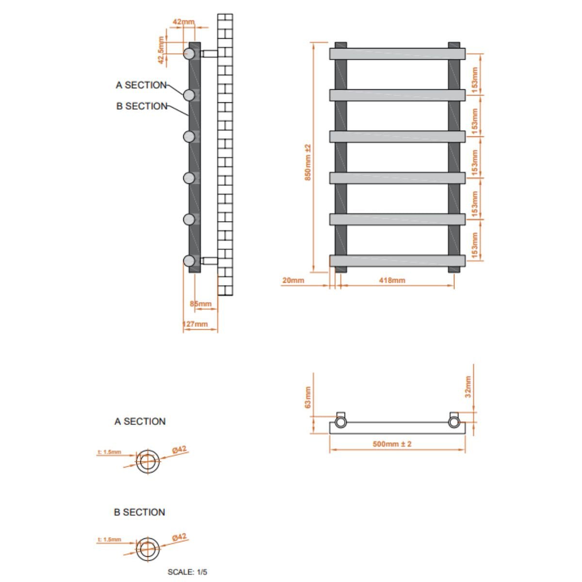 AM00337 - Amara Pudding Central Heating Towel Rail in Anthracite - Coa Living