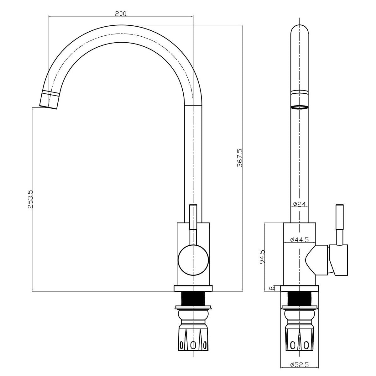 AM00433 - Amara Runswick Single Lever Kitchen Tap in Brushed Stainless Steel - Coa Living