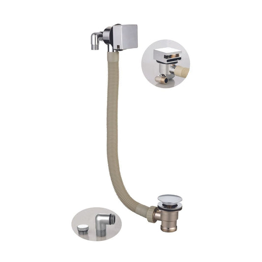 AM00478 - Amara Square Bath Filler Overflow with Click Clack Waste in Chrome - Coa Living