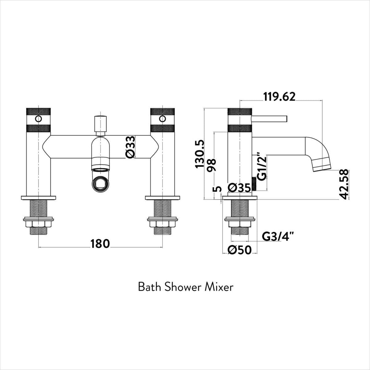 AM00562 - Amara Runswick Bath Shower Mixer Tap in Chrome - Coa Living