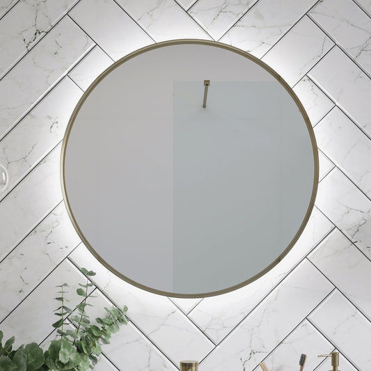 AM00596 - Amara Bedlam Round Illuminated Mirror in Brushed Brass - Coa Living