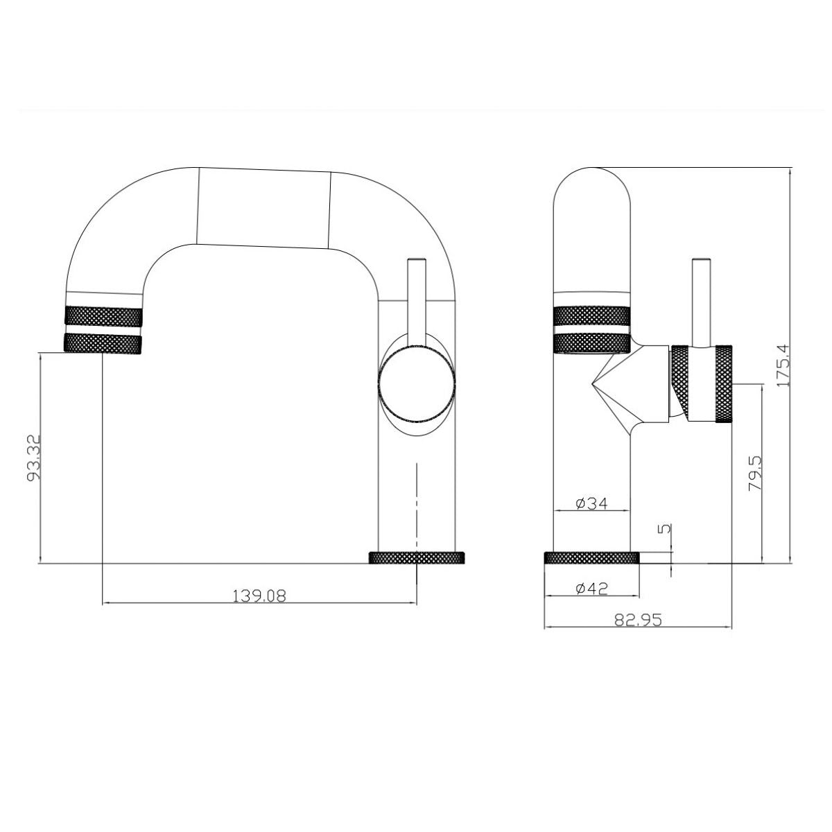 AM00814 - Amara Runswick Side-Lever Basin Mixer Tap in Brushed Brass - Coa Living