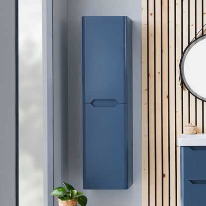 AM00827 - Amara Sawley Tall Wall Mounted Bathroom Cupboard in Matt Twilight Blue - Coa Living