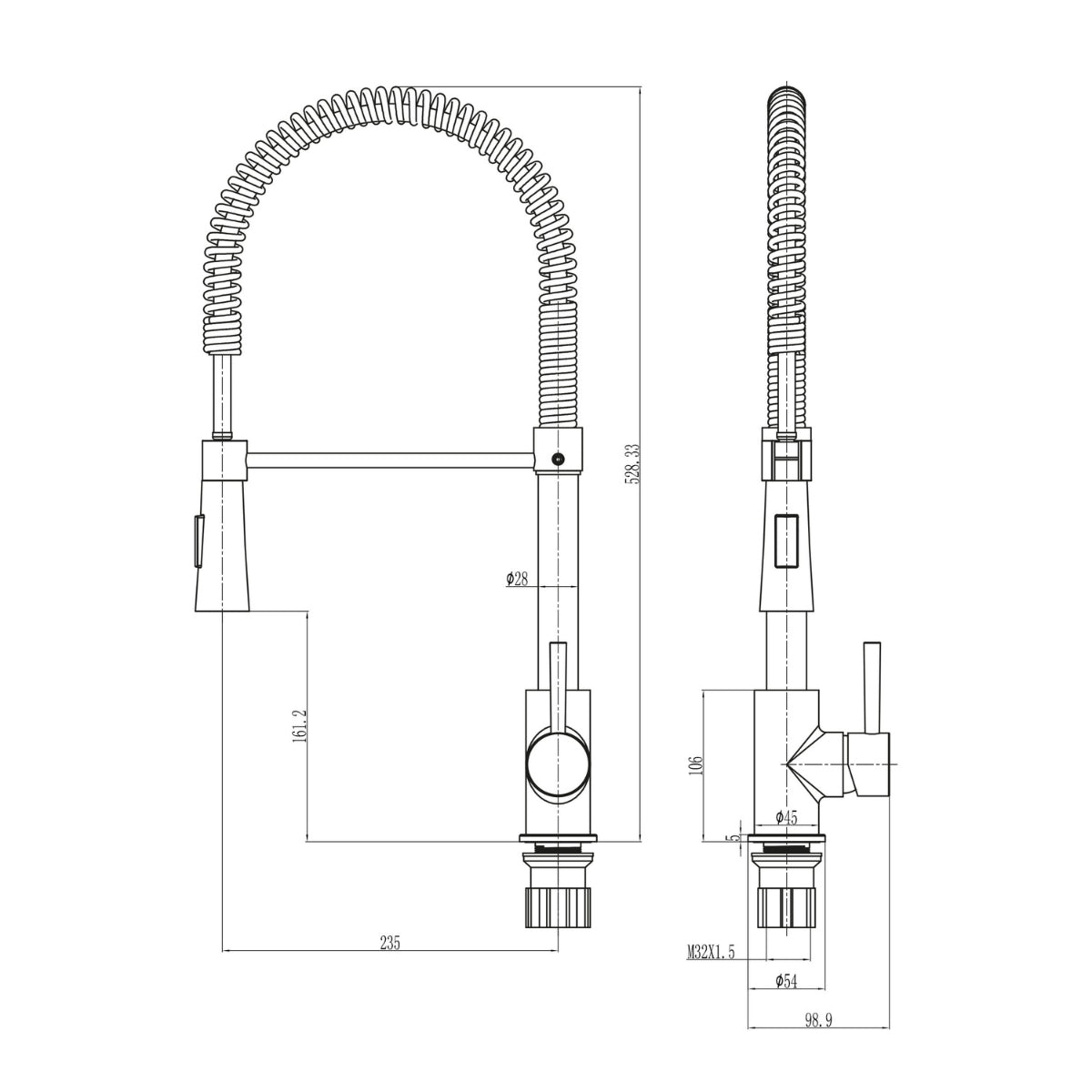 AM00842 - Amara Dacre Flexible Hose Kitchen Tap in Chrome - Coa Living