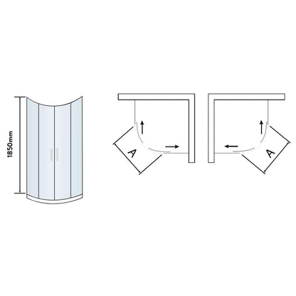 AM00851 - Amara Levisham Double Door Quadrant Shower Enclosure in Chrome - Coa Living