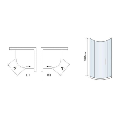 AM00857 - Amara Levisham Single Door Quadrant Shower Enclosure in Chrome - Coa Living