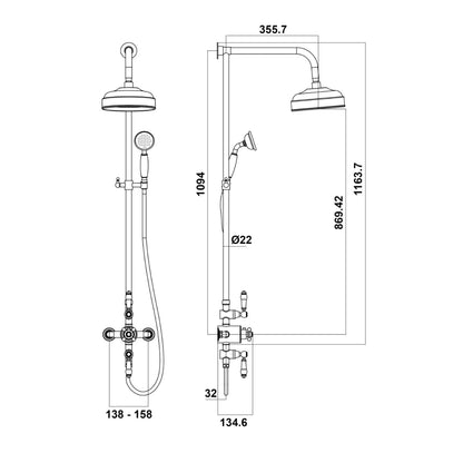 AM00890 - Amara Middleham Rigid Riser Shower with Handset in Chrome - Coa Living