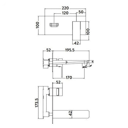 AM01926 - Amara Huby Wall Mounted Bath Mixer Tap in Chrome - Coa Living