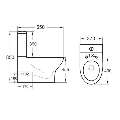 '- Amara Bainbridge Rimless Comfort Height Close Coupled Toilet in White - Coa Living