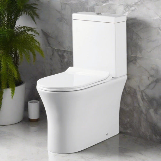 '- Amara Bainbridge Rimless Comfort Height Close Coupled Toilet in White - Coa Living