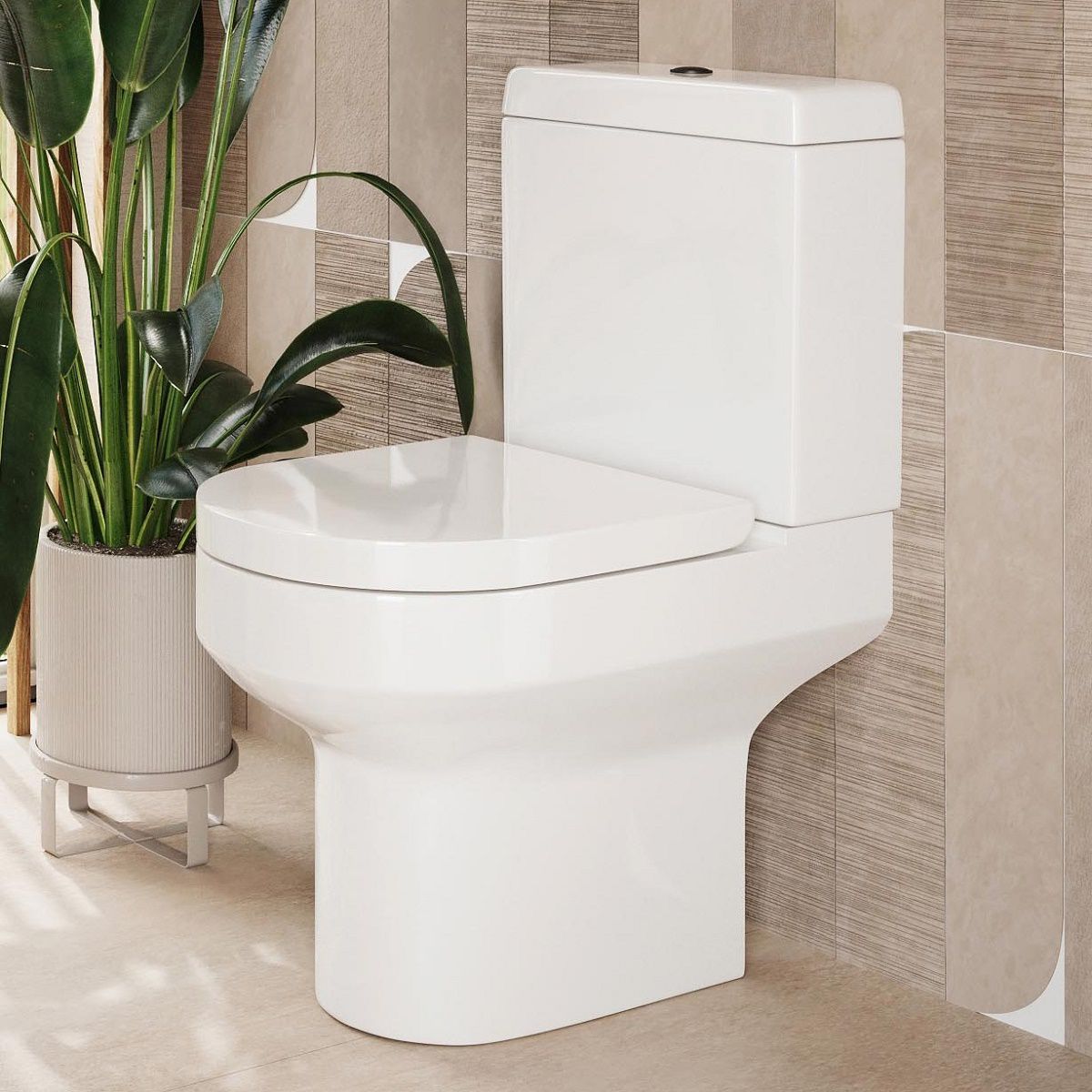 '- Amara Helmsley Rimless Open Back Close Coupled Toilet with Soft Close Seat - Coa Living