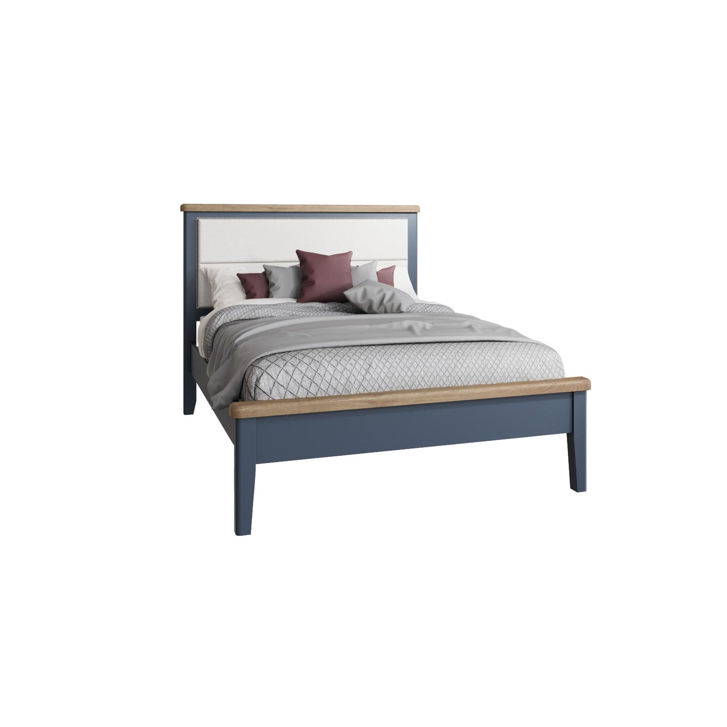 HOP Bedroom Blue  5'0 Fabric Headboard with Low End Footboard