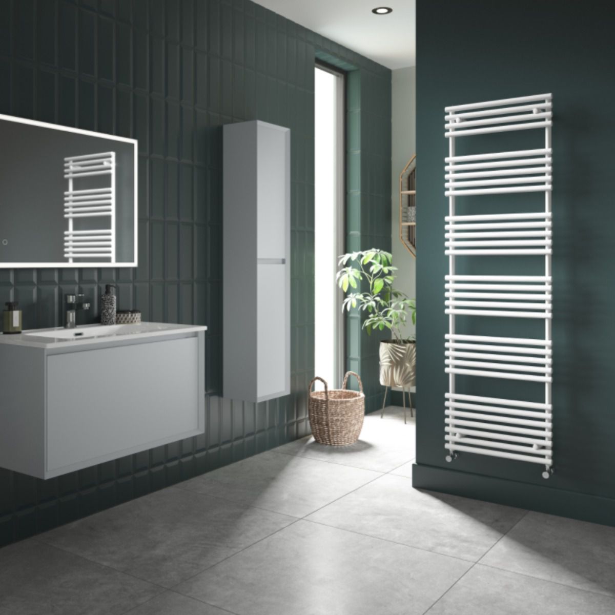 UKBathrooms Essentials Quartz White Designer Towel Radiator