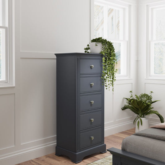 BP Bedroom - Midnight Grey  5 Drawer Narrow Chest