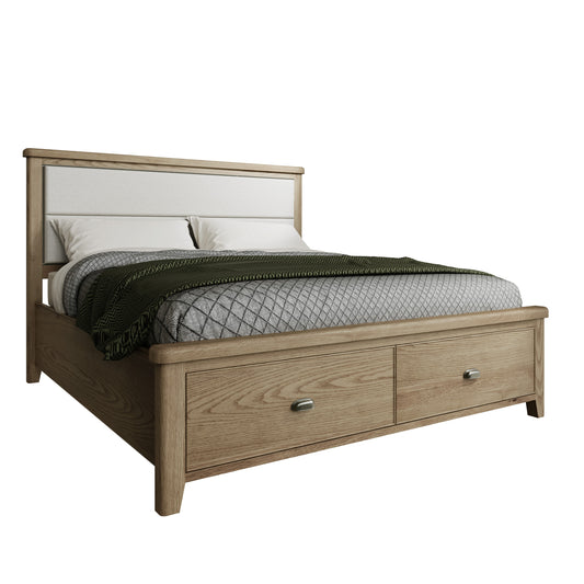 HO Bedroom 6'0 Fabric Headboard with Drawer Footboard