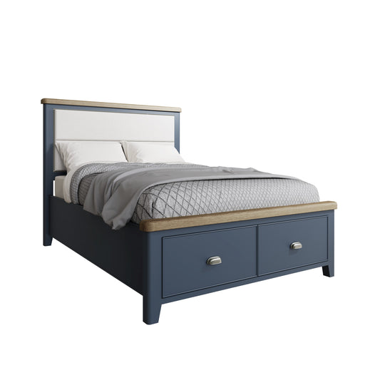 HOP Bedroom Blue  4'6 Fabric Headboard with Drawer Footboard