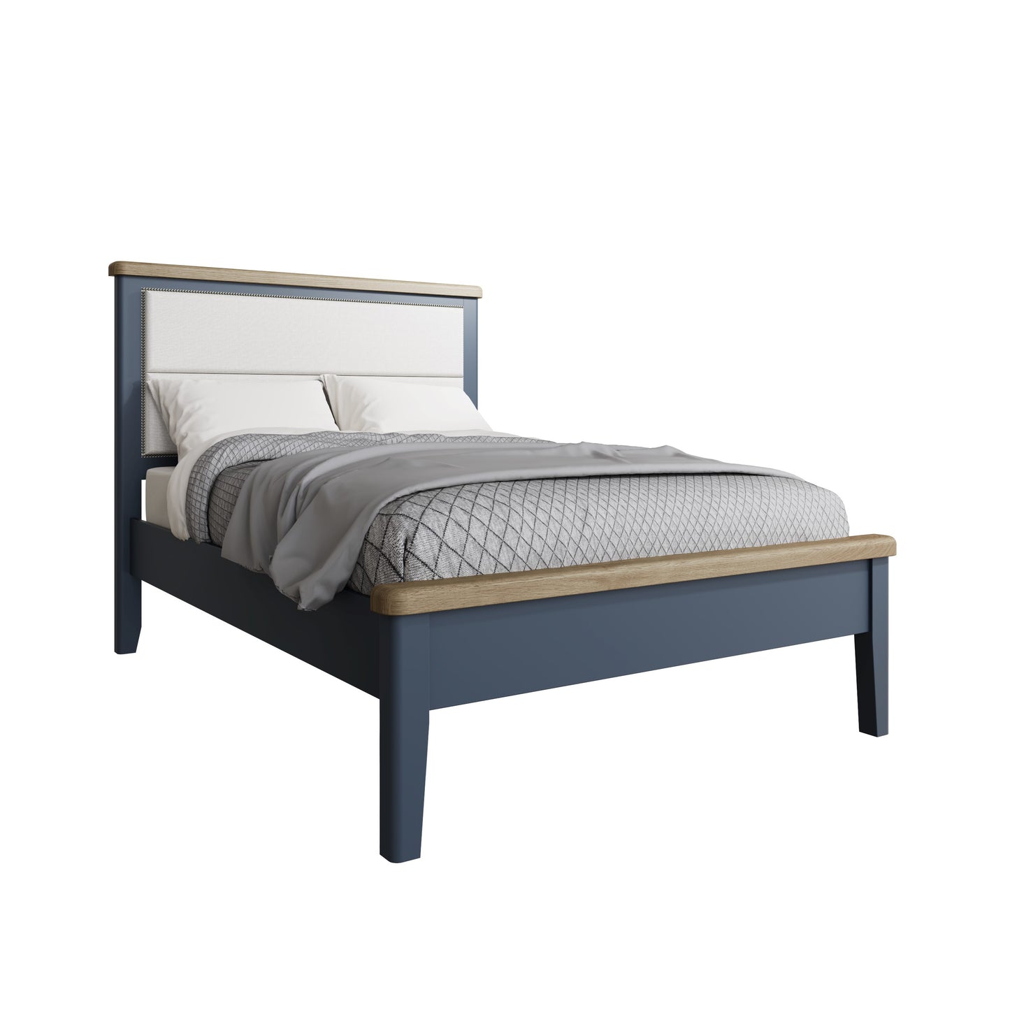 HOP Bedroom Blue  4'6 Fabric Headboard with Low End Footboard