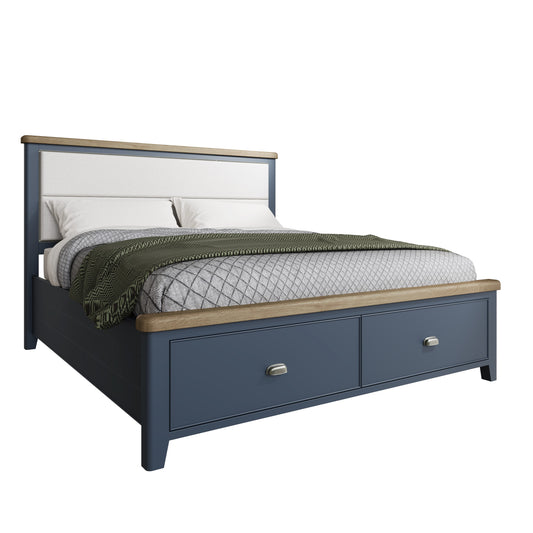 HOP Bedroom Blue  6'0 Fabric Headboard with Drawer Footboard