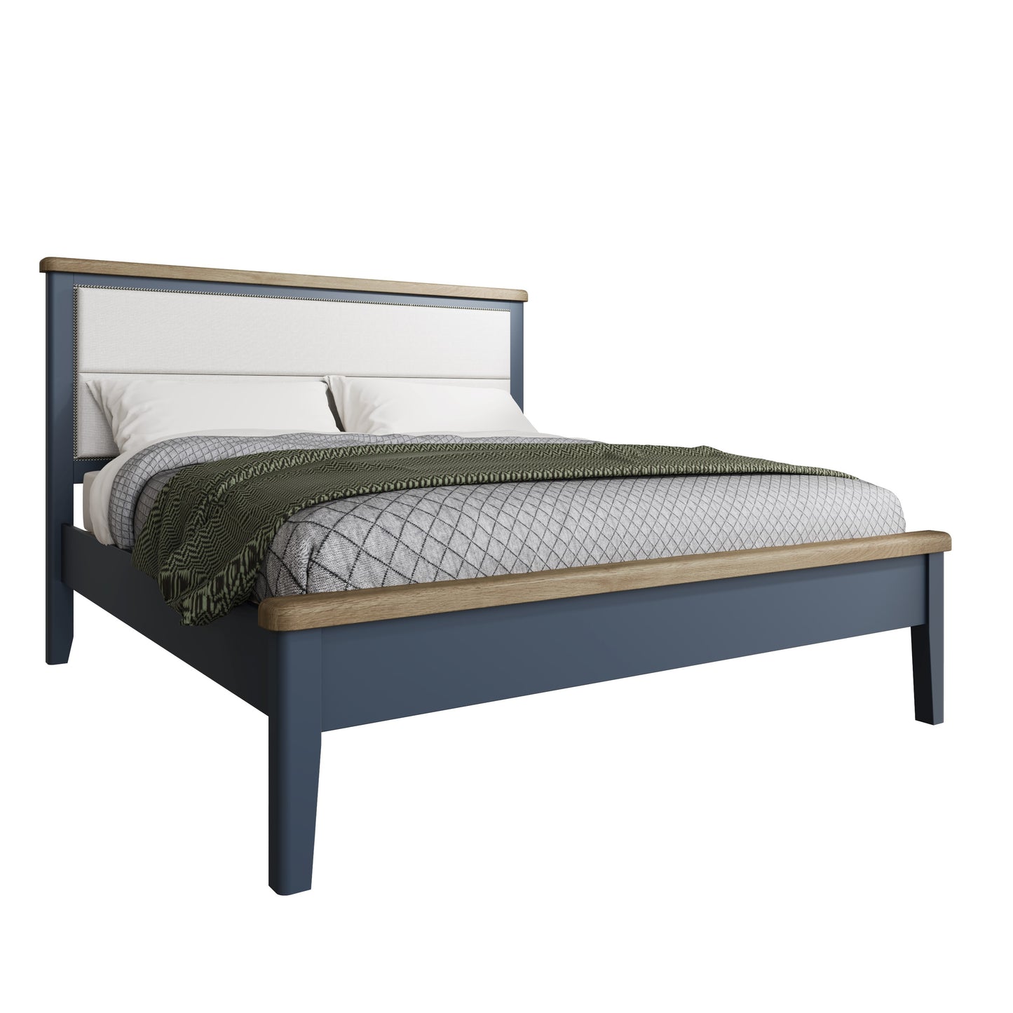 HOP Bedroom Blue  6'0 Fabric Headboard with Low End Footboard
