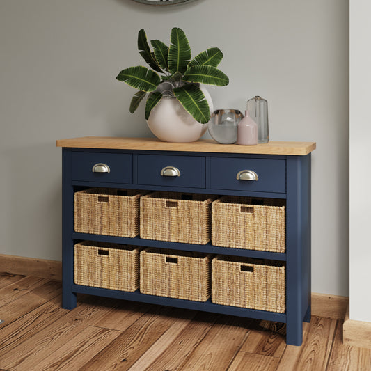 RA Dining Blue 3 Drawer 6 Basket Unit