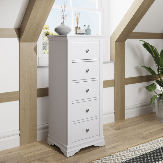 SW Bedroom - Grey 5 Drawer Narrow Chest